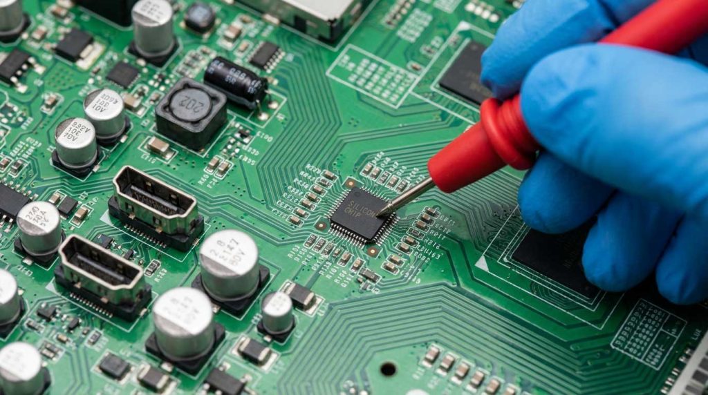 تعمیر مین برد تلویزیون و تست خرابی CPU و قطعات الکترونیکی با مولتی‌متر