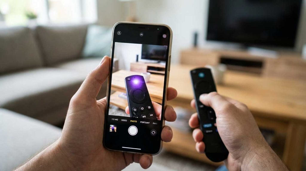  نحوه تست سالم بودن ریموت کنترل تلویزیون با استفاده از دوربین گوشی موبایل و نور مادون قرمز