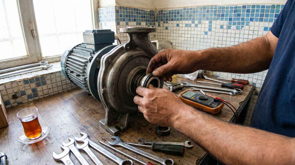 تعویض سیل مکانیکی و تعمیر ست کنترل پمپ آب